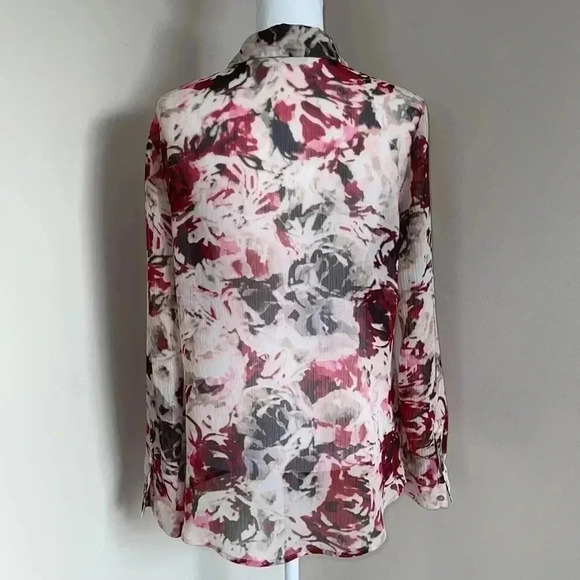 Liz Claiborne Sheer Floral Printed Blouse​​ - Picture 7 of 10